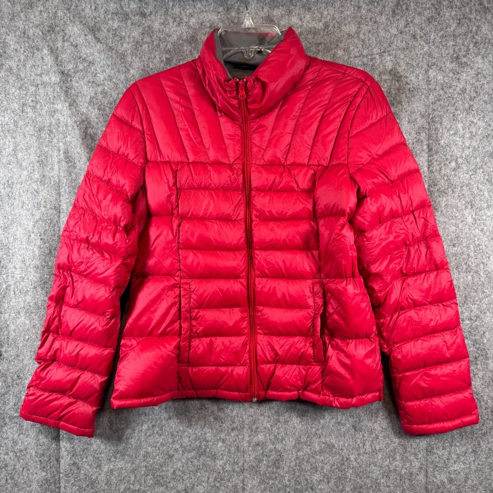 Bernardo Goose Down Puffer Jacket Womens Medium Packable Red Quilted Outdoor